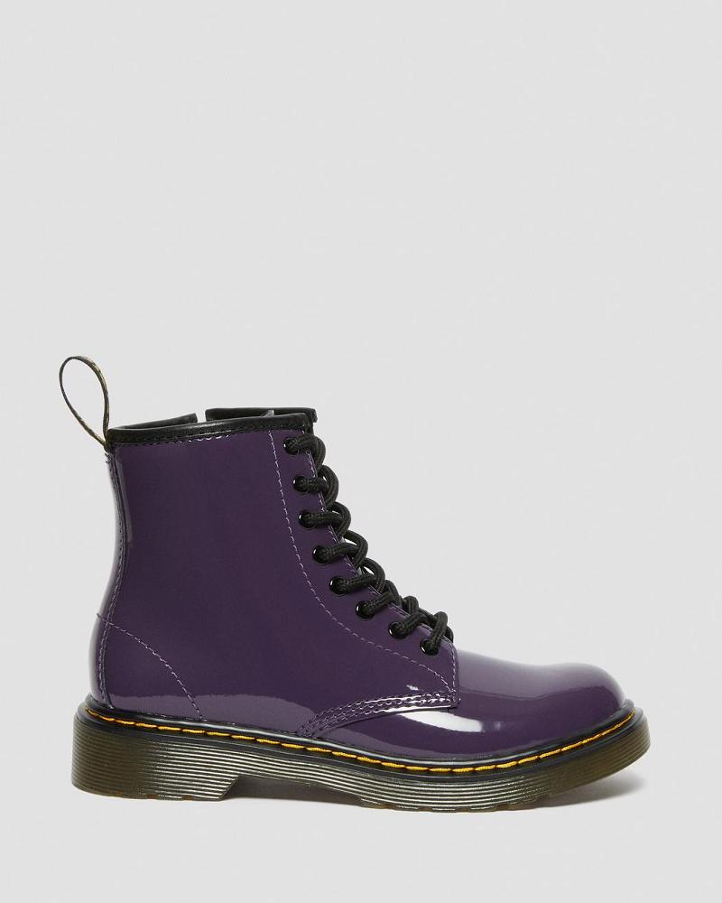 Purple Kids' Dr Martens Junior 1460 Patent Leather Lace Up Boots | CA 686EBC